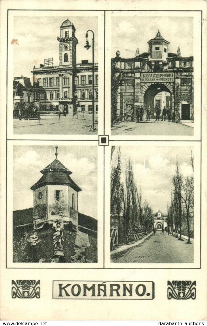 T2 1938 Komárom, Komárno; Városháza, Kapu, Torony / Town Hall, Gate, Tower, Art Nouveau Frame, 'Komárom Visszatért So. S - Sin Clasificación