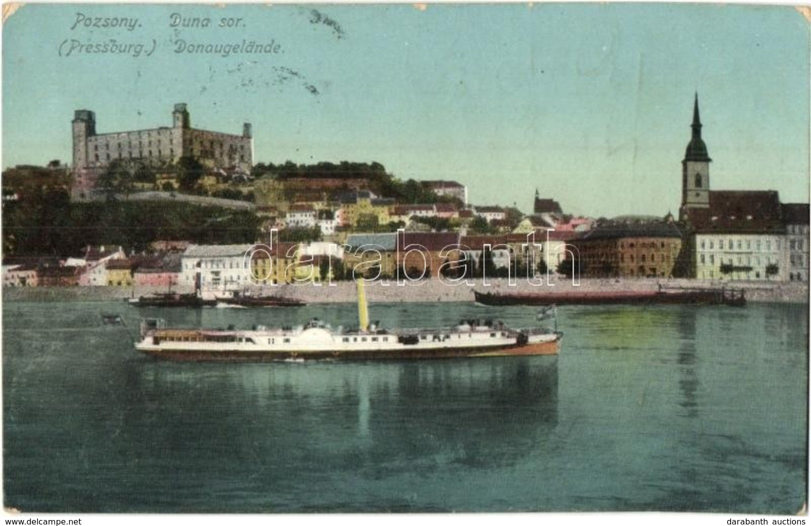 T2/T3 1911 Pozsony, Pressburg, Bratislava; Duna Sor, Vár, Gőzhajó / Danube, Castle, Steamship (EK) - Sin Clasificación