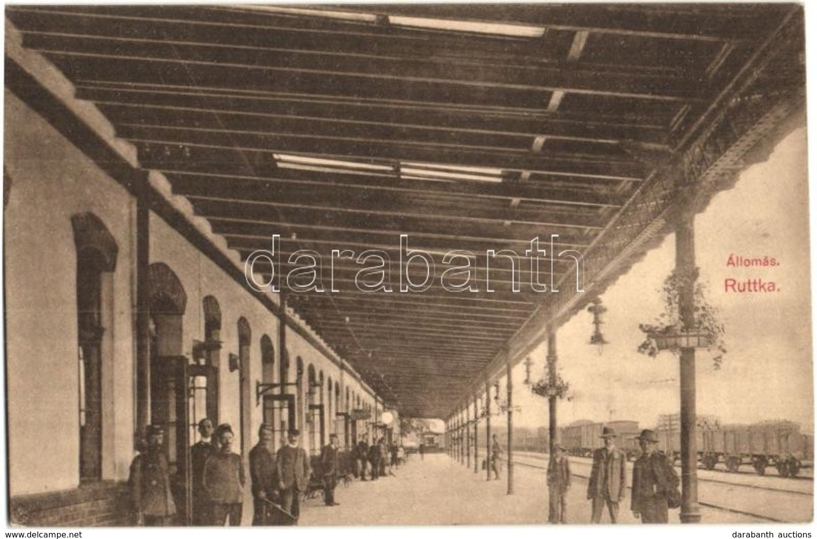 T2/T3 1915 Ruttka, Vrutky; Vasútállomás Peron 'Felvidéki Magyarság Nyomda' Gerő Henrik Kiadása / Bahnhof / Railway Stati - Non Classificati