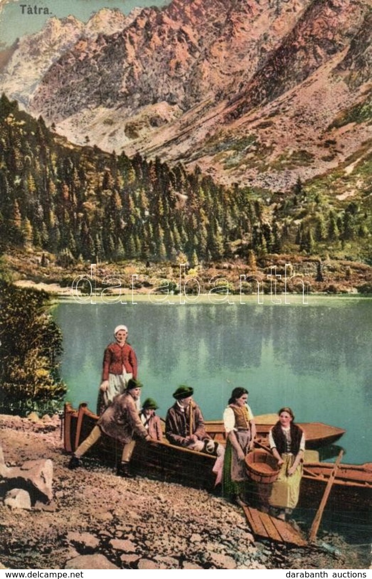 * T2/T3 Tátra, Tatry; Poprádi Tó, Csónakázók. Feitzinger Ede No. 1057. / Popradské Pleso / Lake, Boat (EK) - Non Classificati