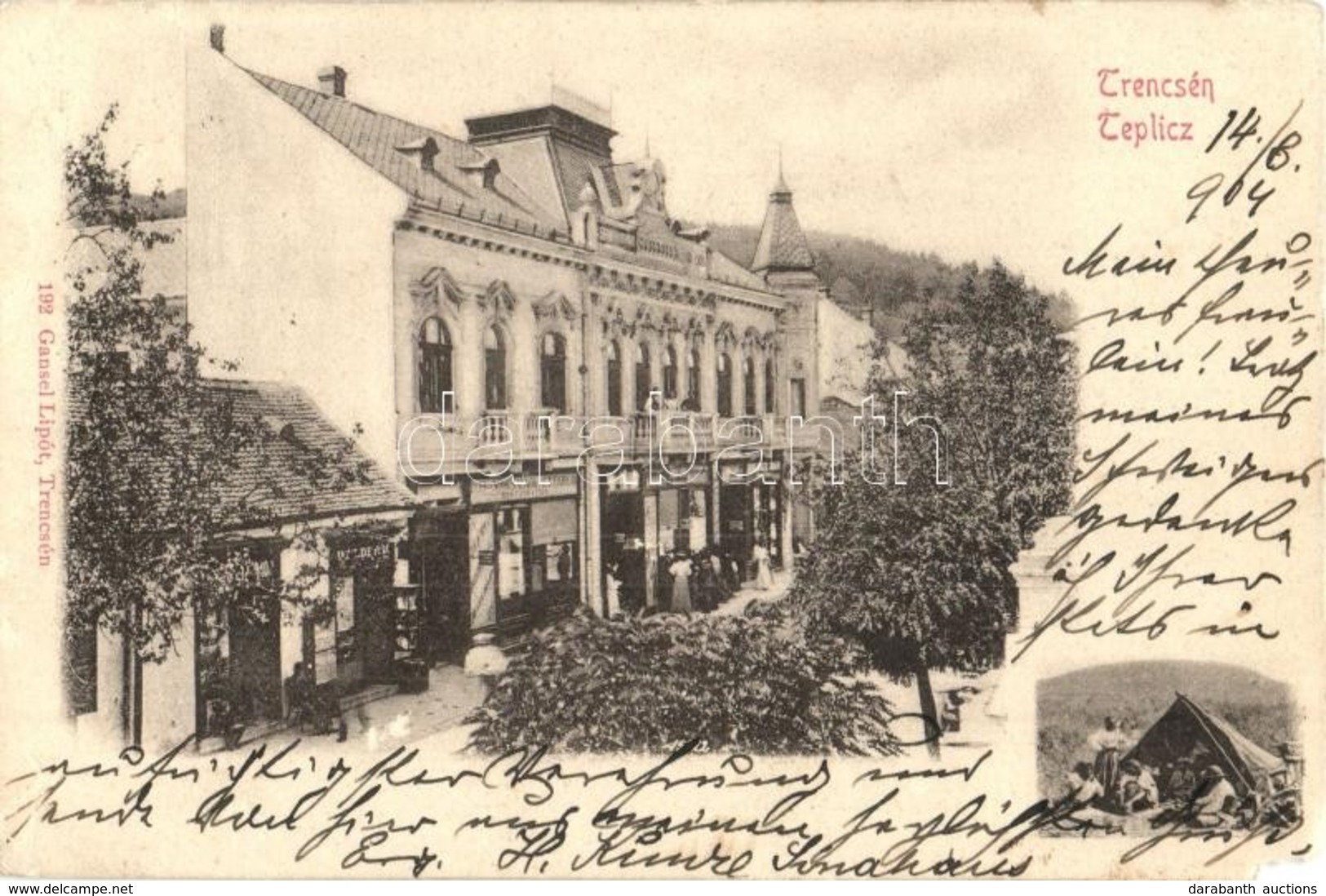 * T3/T4 1904 Trencsénteplic, Trencianske Teplice; Kossuth Lajos Utca, Vándorló Cigányok, Stefánia Szálloda, Bor, Sörcsar - Sin Clasificación