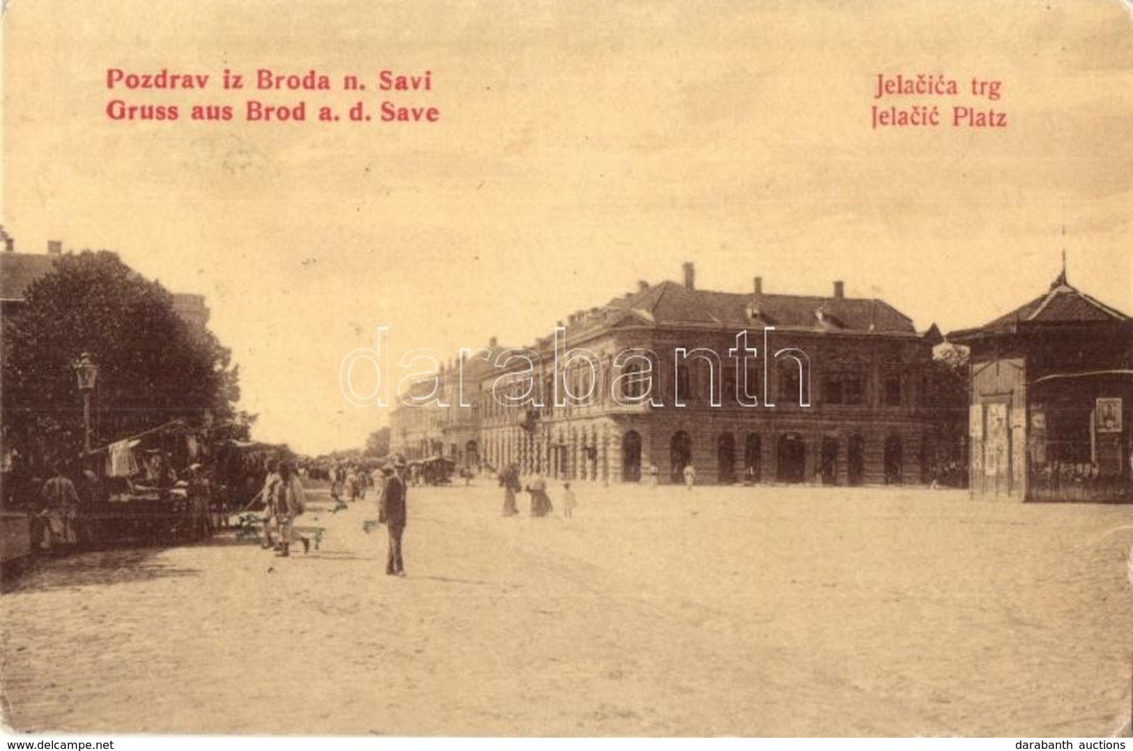 T2/T3 Bród, Brod Na Savi, Slavonski Brod; Jelacica Trg / Jelacic Platz / Jelasics Tér, Piaci árusok. W. L. 139. / Square - Sin Clasificación