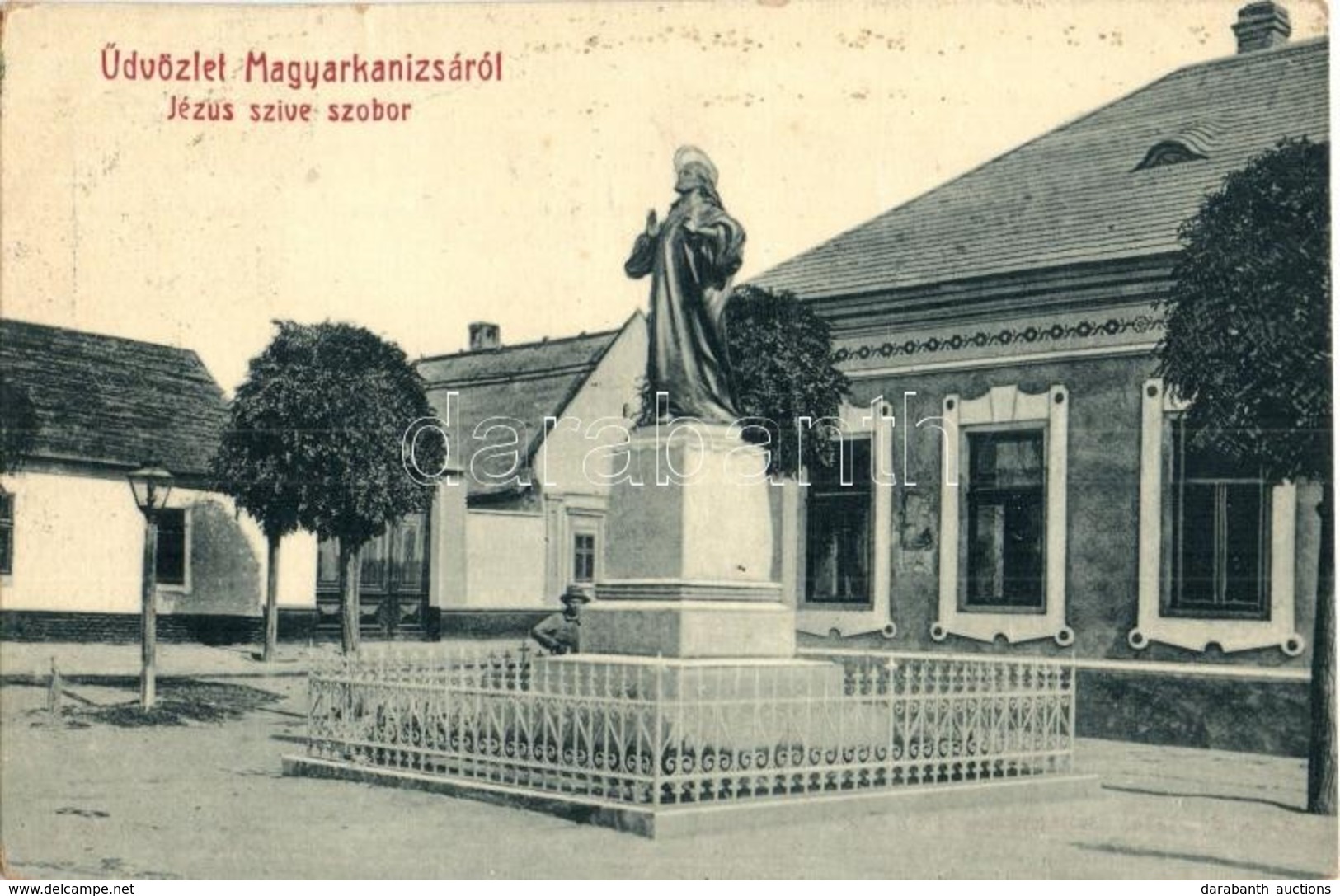 T3 Magyarkanizsa, Ókanizsa, Stara Kanjiza; Jézus Szíve Szobor. W. L. Bp. 2174. Kiadja Szilágyi Antal / Heart Of Jesus St - Non Classificati