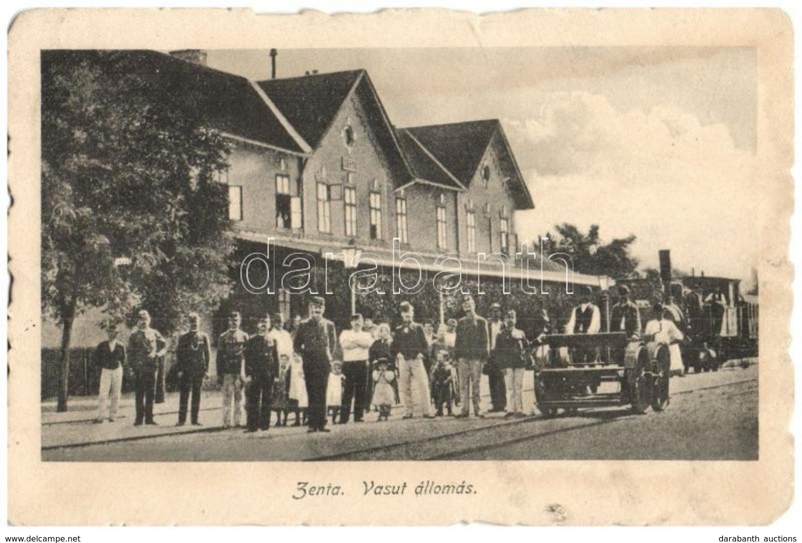 * T2/T3 Zenta, Senta; Vasútállomás Hajtánnyal / Bahnhof / Railway Station With Handcar (kis Szakadás / Small Tear) - Sin Clasificación