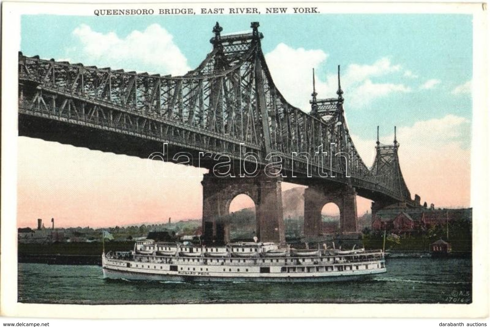 * T2/T3 New York, Queensboro Bridge On East River, USS Richard Peck - Ohne Zuordnung