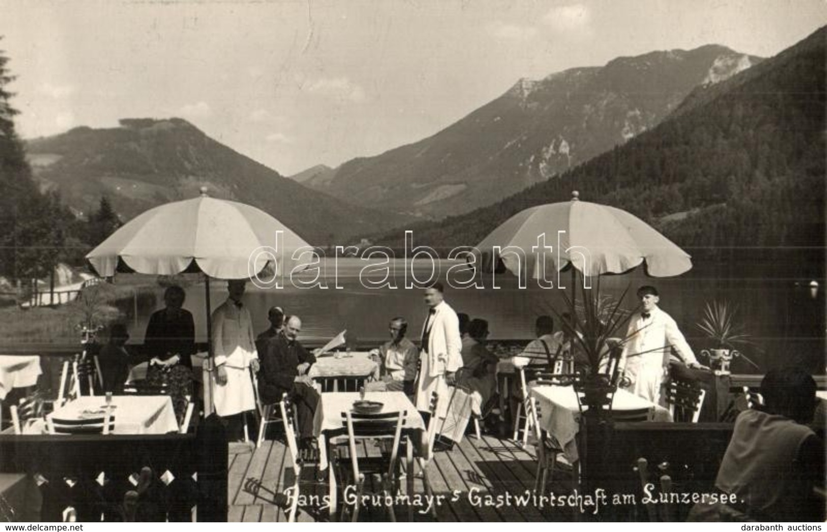 T2 1933 Lunzer See, Hans Grubmayr's Gastwirtschaft / Restaurant Terrace. Julius Mark Photo - Non Classificati