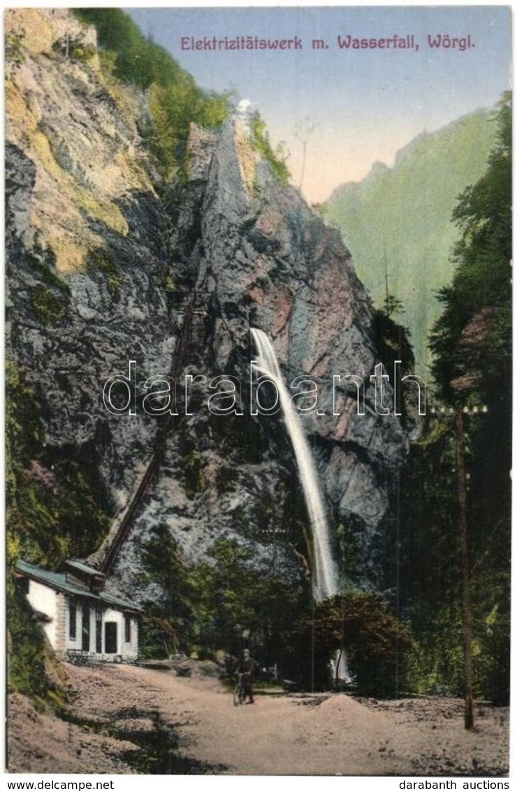 ** T1/T2 Wörgl (Tirol, Tyrol); Elektrizitätswerk Mit Wasserfall / Power Station With Waterfall - Ohne Zuordnung