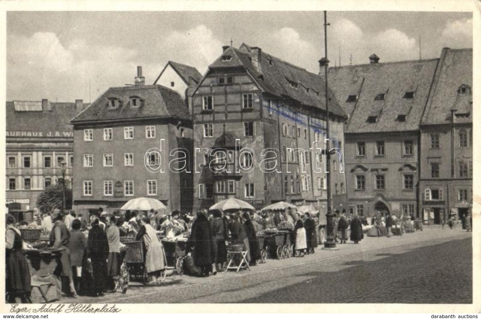 T2/T3 Cheb, Eger; Adolf Hitlerplatz / Square With Market  (EK) - Non Classificati