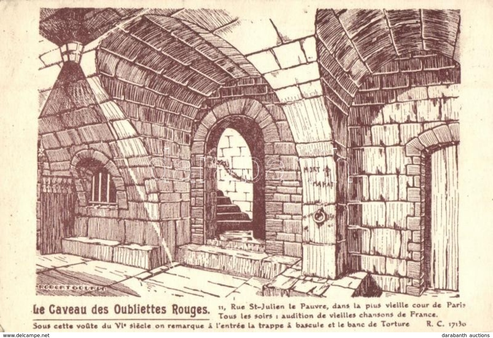 * T2/T3 Paris, Le Caveau Des Oubliettes / Beer Hall Advertisement Art Postcard S: Robert Gouron - Non Classificati