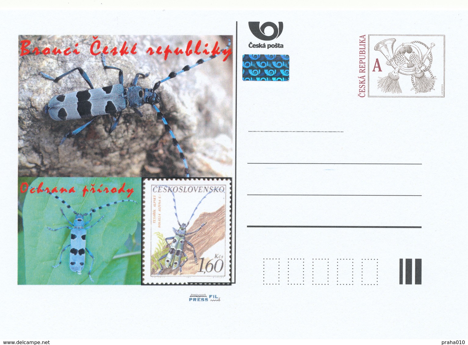Rep. Ceca / Cart. Postali (Pre2015/43) Pittore R. Ceca (protezione Della Natura): Z. Bilkova, 3 - Rosalia Alpina - Cartoline Postali
