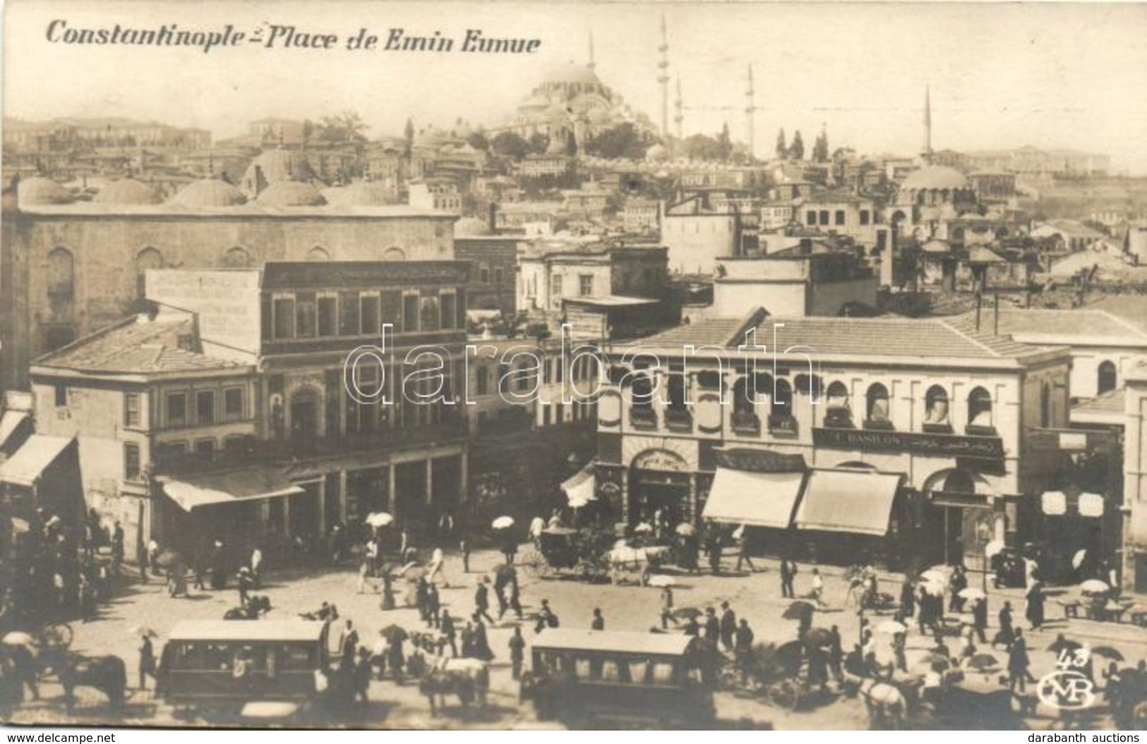 * T2 1920 Constantinople, Istanbul; Place De Emin Eunue / Square, Tram, Market Place, Shop Of F. Basilon - Non Classificati