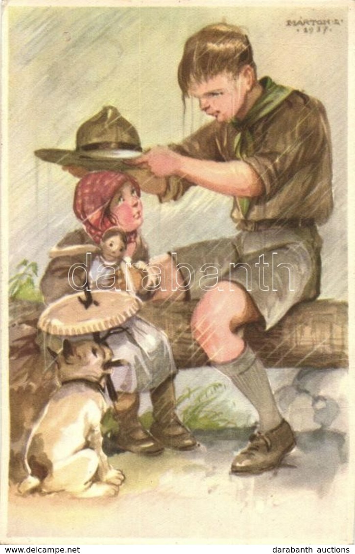 ** 3 Db Régi Márton L. Cserkész Motívumlap. Cserkész Levelezőlapok Kiadóhivatala  / 3 Pre-1945 Scout Boy Graphic Art Pos - Non Classificati