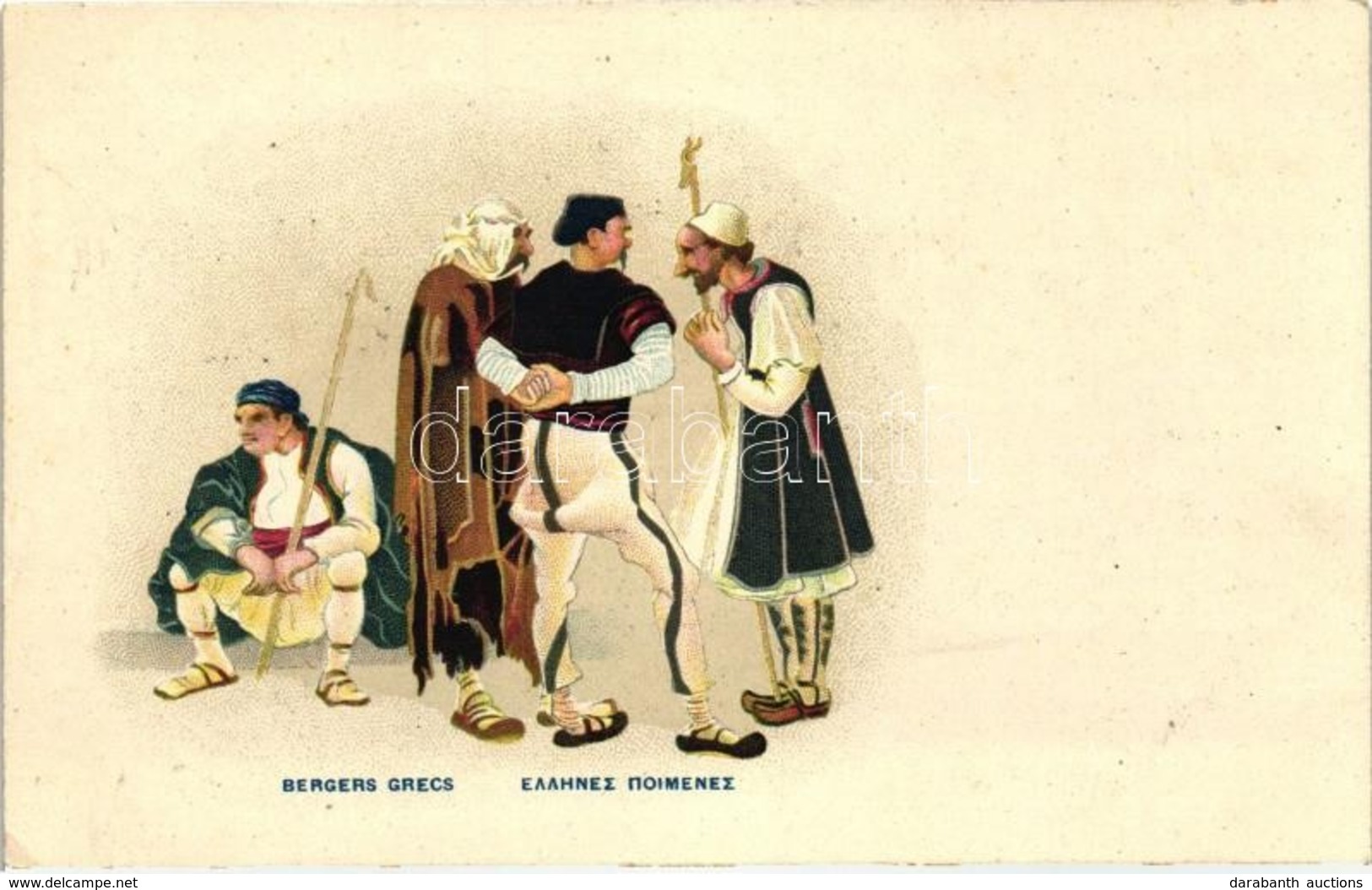 * T2 Bergers Grecs / Greek Shepherds, Folklore, Litho - Sin Clasificación