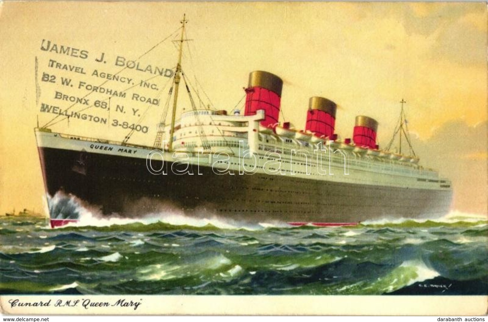 ** T3 Cunard RMS Queen Mary, Artist Signed (EB) - Non Classificati