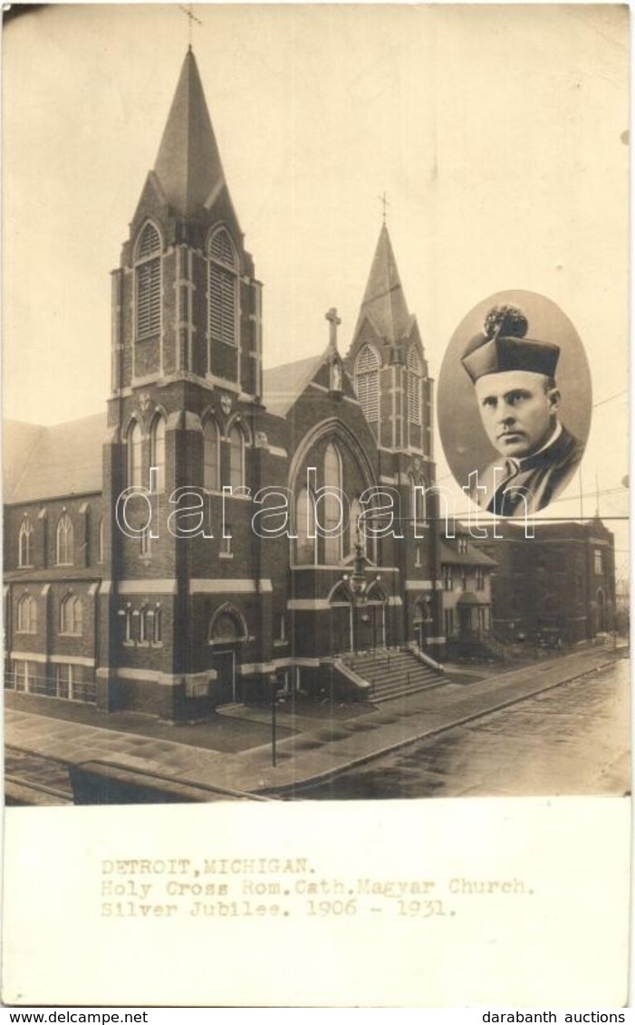 * T2/T3 1906-1931 Detroit, Michigan; Holy Cross Rom. Catholic Magyar Church Silver Jubilee, Priest. Hungarica / Római Ka - Non Classificati