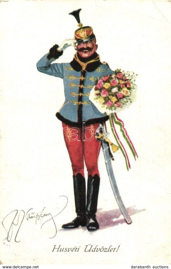 * T3 Húsvéti üdvözlet! / K.u.K. Military Art Postcard. M. Munk Wien Nr. 1064. S: Fritz Schönpflug (r) - Non Classificati