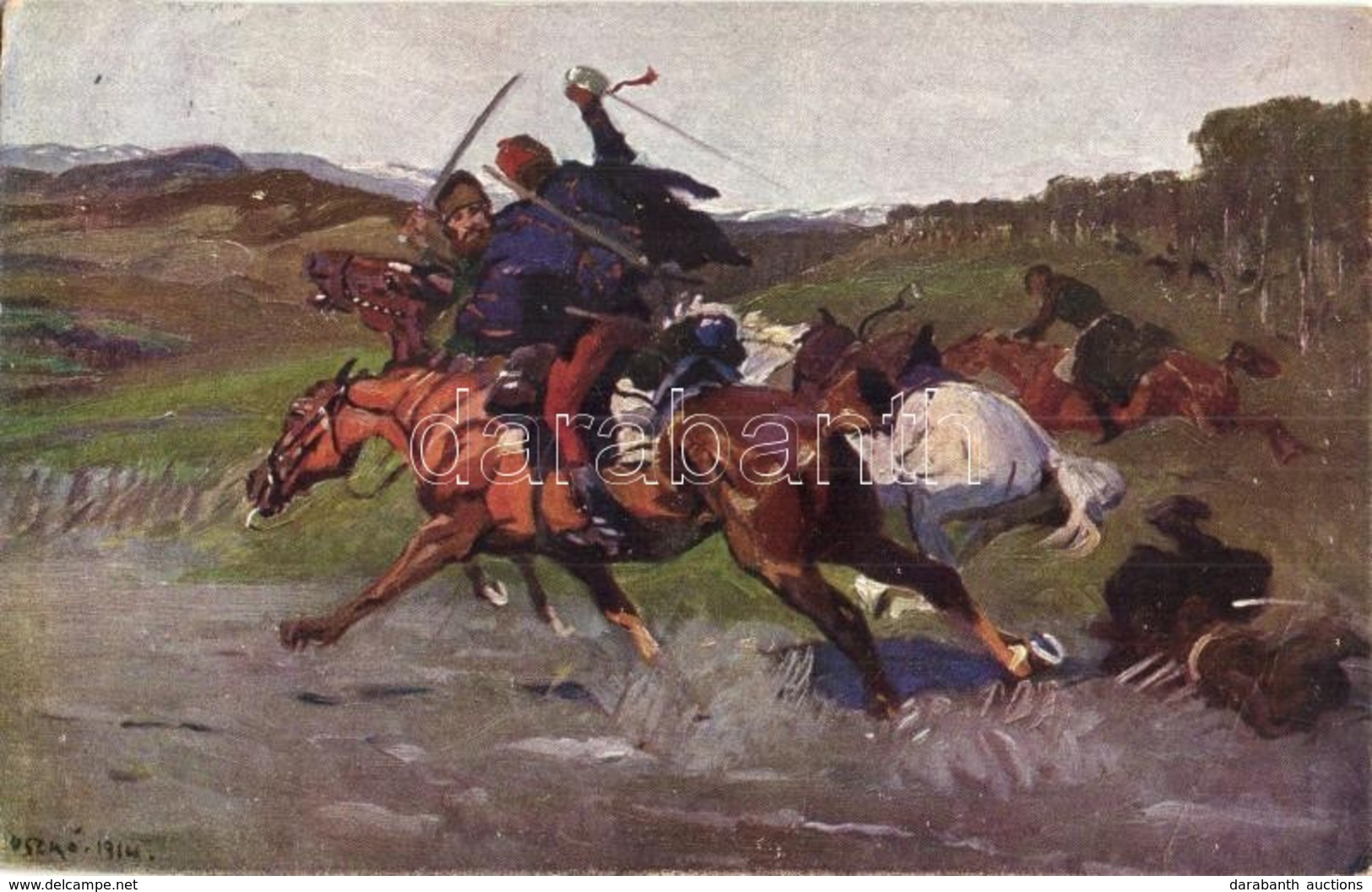 T3 Kozák Halál Máramarosban, Huszár. Hadsegélyező 1914. / The Death Of Cossacks In Maramures, Hungarian Hussar. S: Juszk - Sin Clasificación