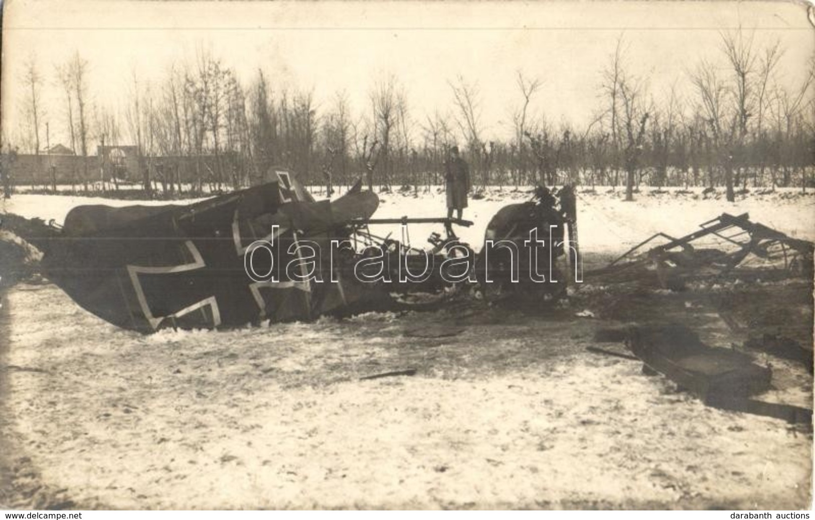 * T2/T3 1917 Lelőtt Német Repülőgép / WWI K.u.k. Military, Shot Down German  Aircraft, Ruins. Photo (EK) - Non Classificati