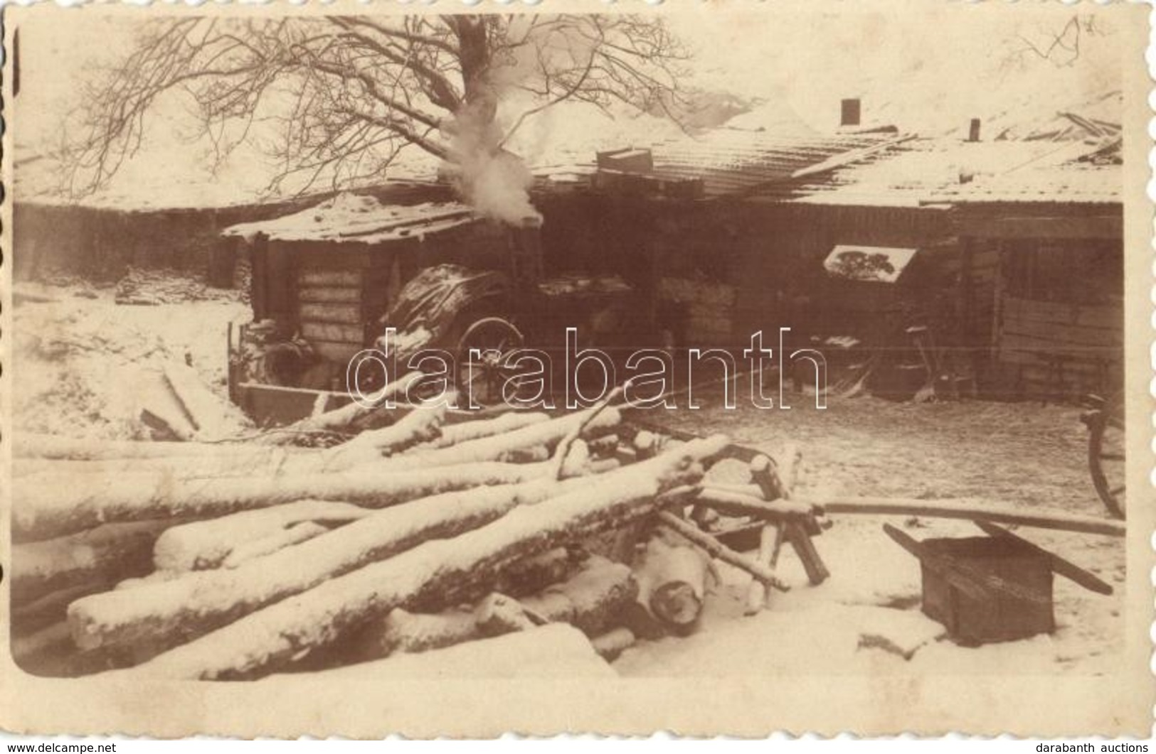 * T2/T3 1917 Jassionov (Galícia), Század Konyha üzemben, Télen / WWI K.u.K. Military Field Kitchen In Service, Winter. P - Sin Clasificación