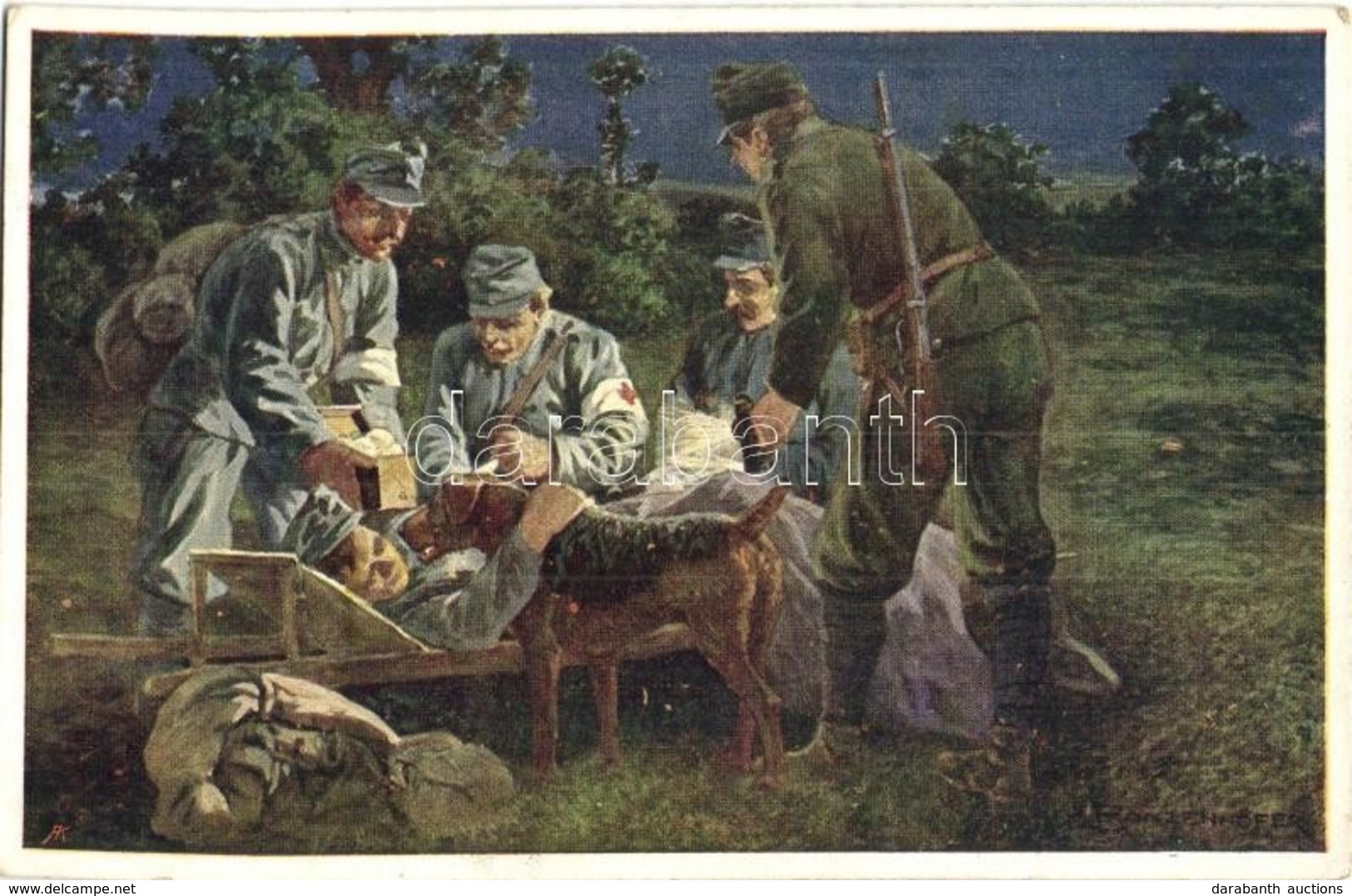 ** T2 A Mentő! Hadi-Park / K.F.A. Sanitätshunde, Der Retter / WWI K.u.K. Military Art Postcard, Rescue Dog S: Ranzenhofe - Ohne Zuordnung