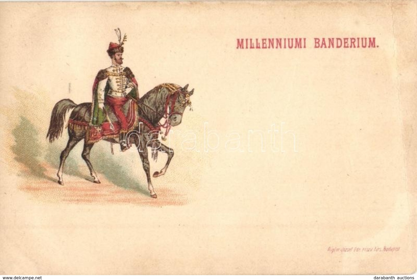 ** T3 Milleniumi Banderium. Rigler József Ede Rt. Kiadása / Hungarian Cavalryman, Uniform. Litho (fa) - Ohne Zuordnung