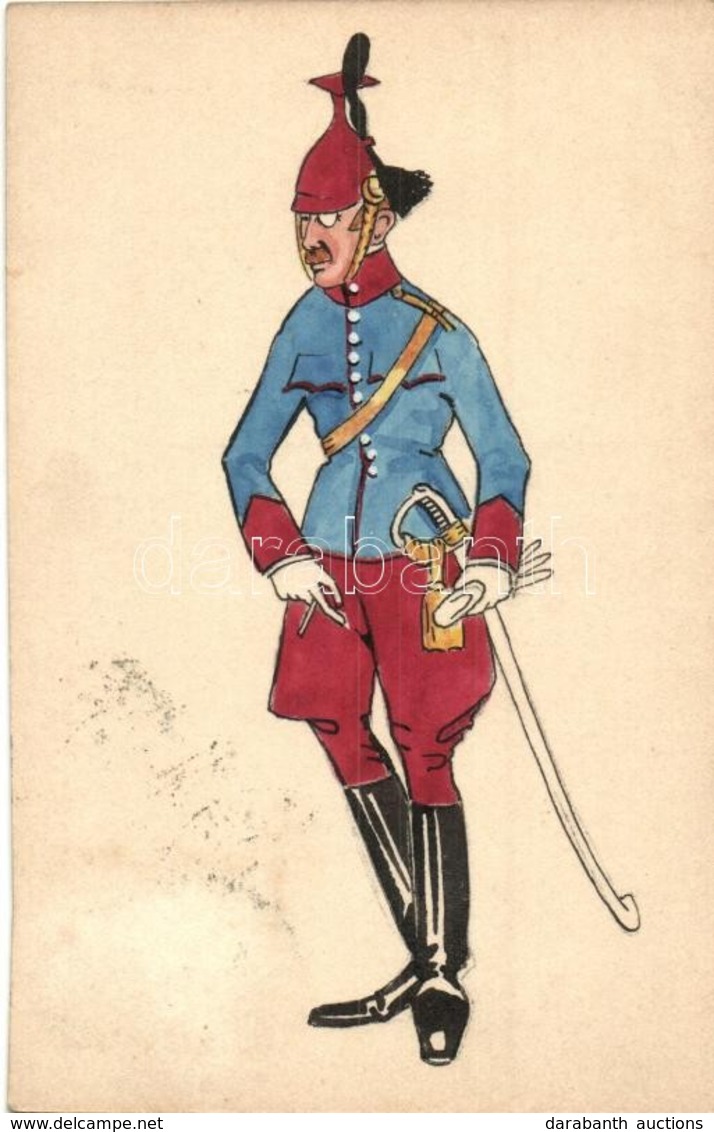 T2 1909 Osztrák-magyar Katonatiszt. Kézzel Festett Művészlap / K.u.k. Military Officer. Hand-painted Art Postcard - Sin Clasificación