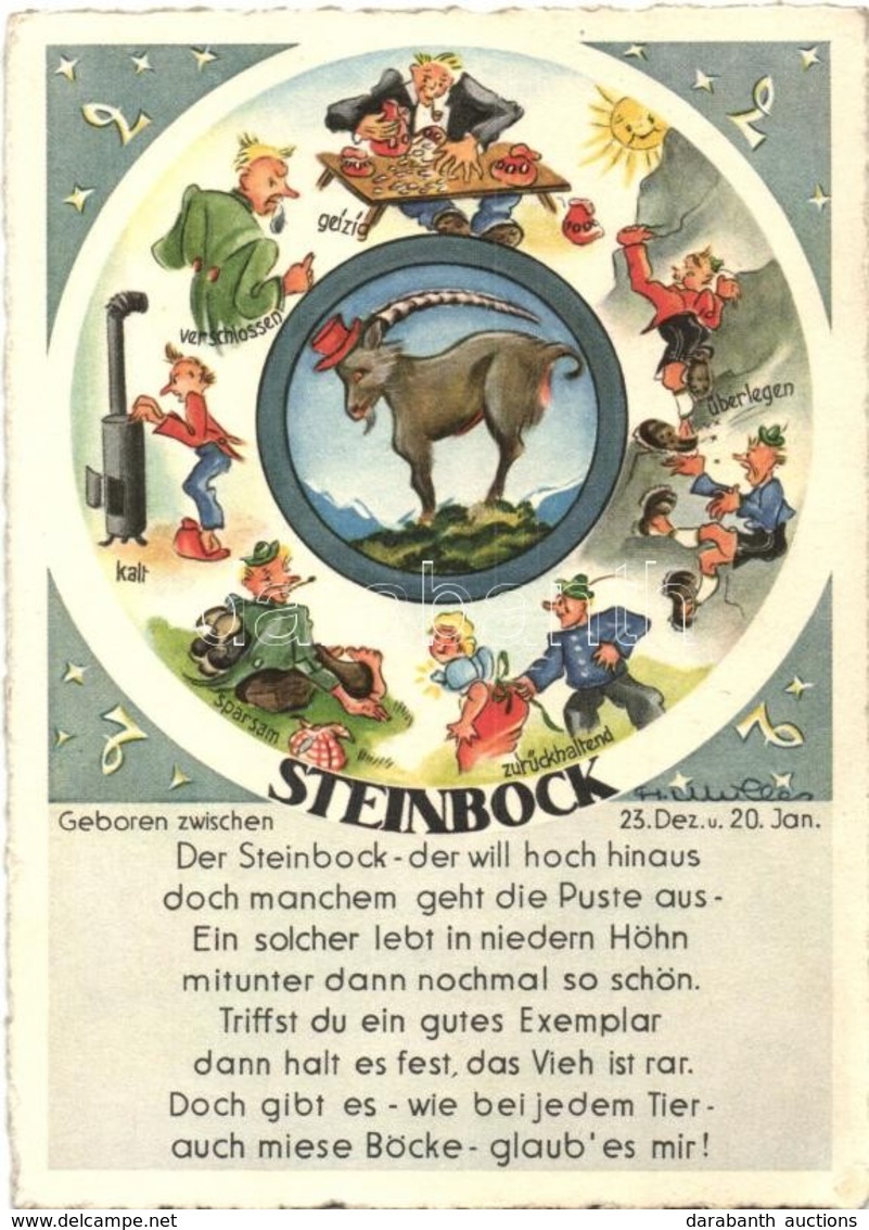 ** T2 Steinbock / Capricorn Astrological Sign Art Postcard. A. Lengauer Nr. 1281. S: H. Müller - Non Classés