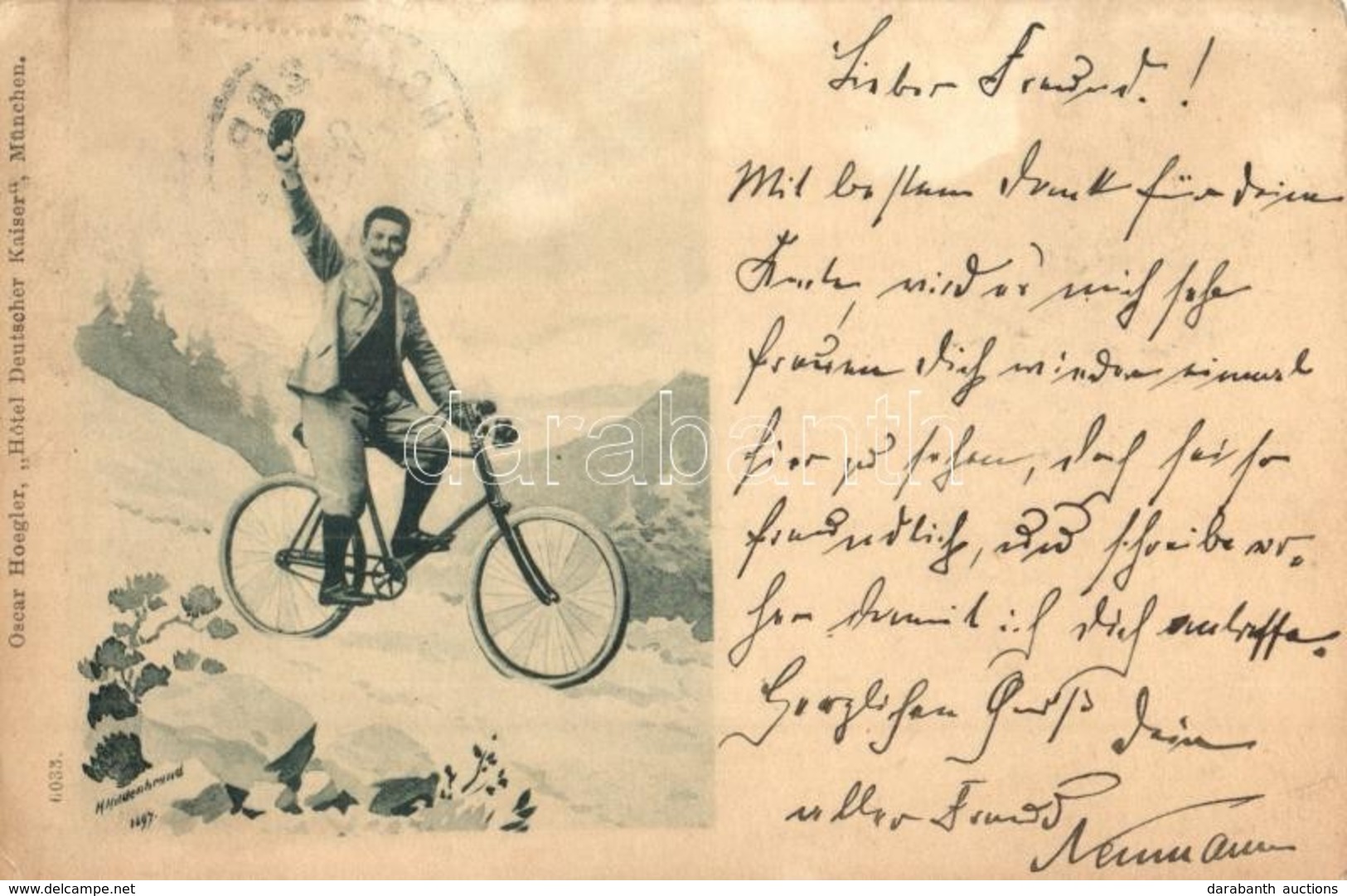 T2/T3 1900 Man On Bicycle. Oscar Hoegler 'Hotel Deutscher Kaiser' (EK) - Ohne Zuordnung