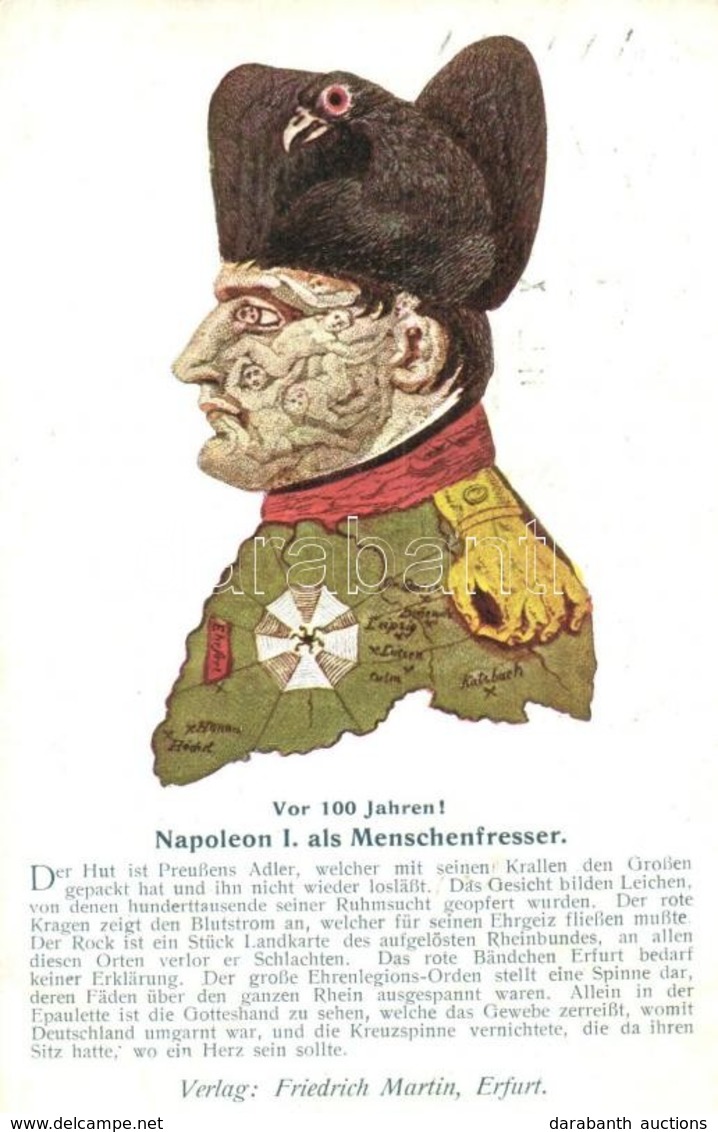 T2 Napoleon I. Als Menschenfresser. Vor 100 Jahren! / Bizarre Optical Illusion Art Postcard. Kunstverlag Lev Stainer Ser - Sin Clasificación