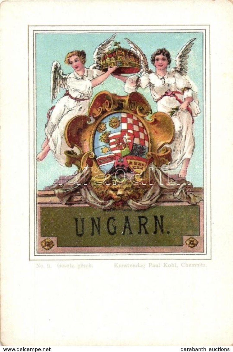 ** T2/T3 Ungarn / Magyar Királyi Címer / The Kingdom Of Hungary, Coat Of Arms. Paul Kohl Kunstverlag No. 9. Litho - Sin Clasificación