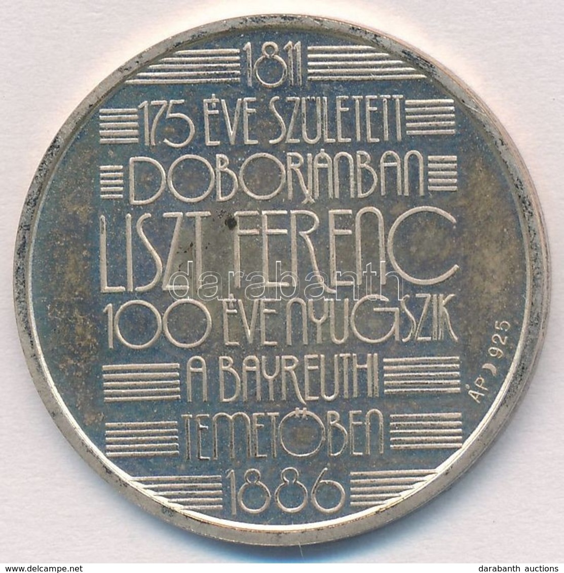 Fülöp Zoltán (1951-) 1986. '175 éve Született Doborjánban Liszt Ferenc - 100 éve Nyugszik A Bayreuthi Temetőben' Ag Emlé - Non Classificati