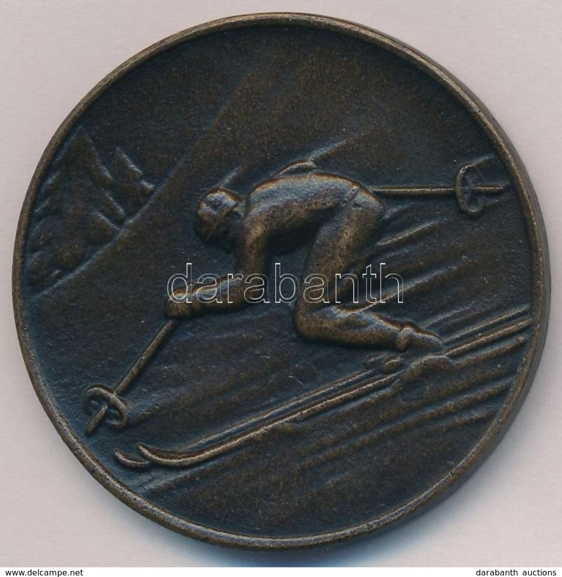 ~1953. 'Budapesti Testnevelési és Sportbizottság' Kétoldalas, Síelőt ábrázoló Br Díjérem, Hátlapon Gravírozva 'BP. FFI.  - Sin Clasificación