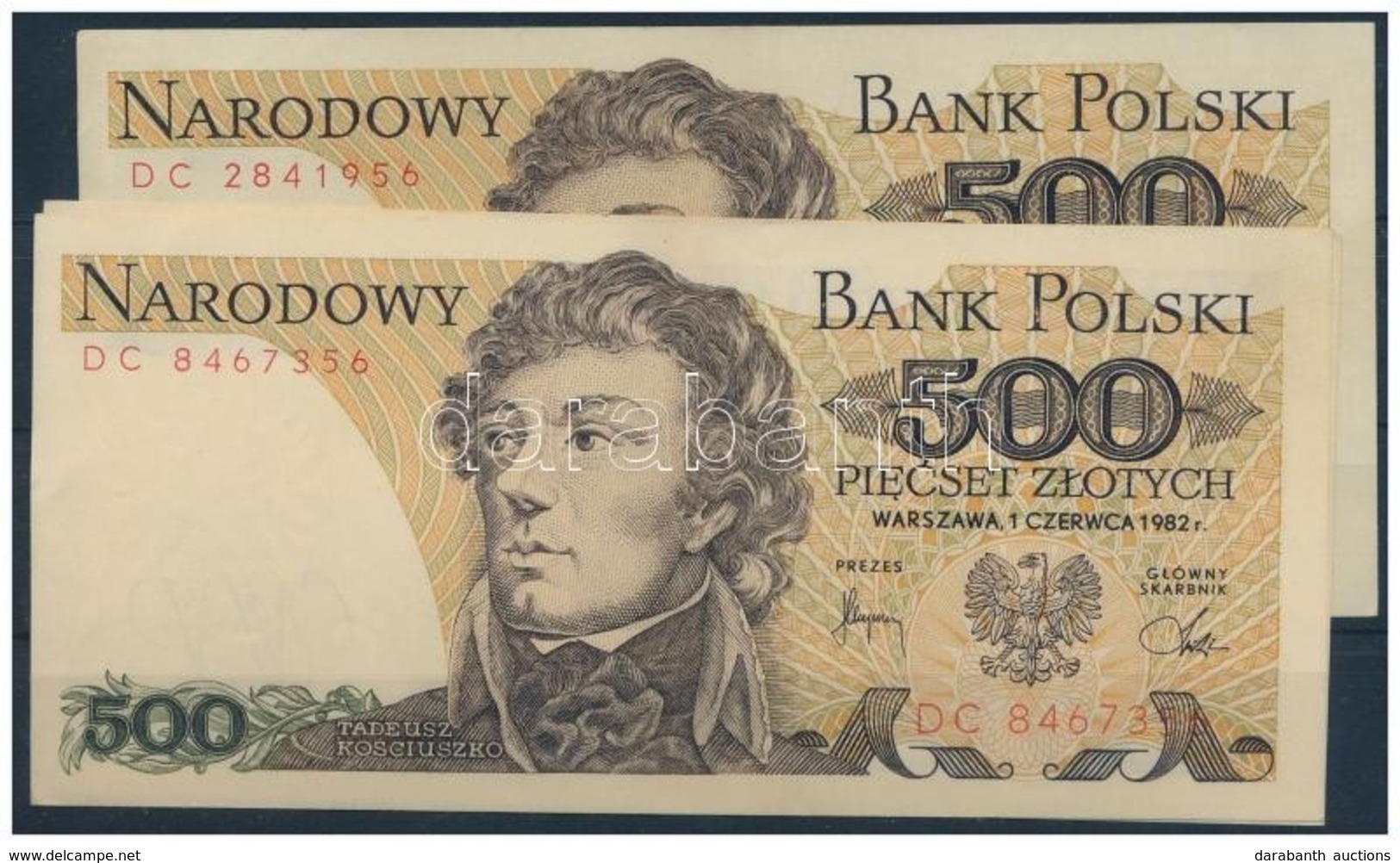 Lengyelország 1982. 500Zl (3x) Sorszámkövetők T:II 
Poland 1982. 500 Zlotych (3x) Sequential Serials C:XF - Non Classificati