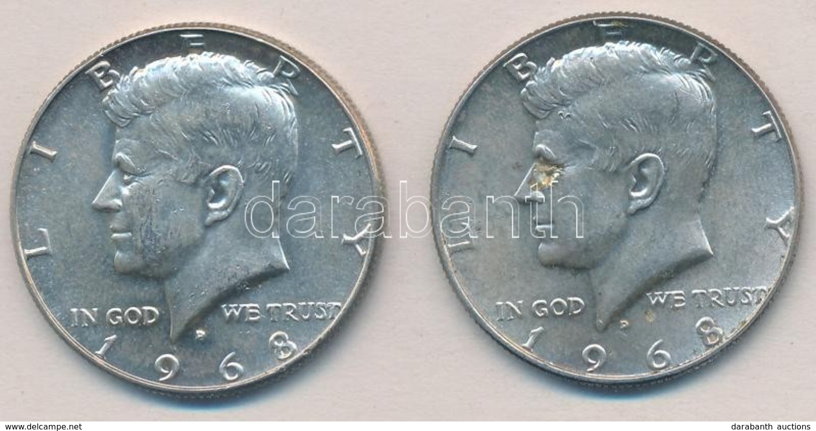 Amerikai Egyesült Államok 1968D. 1/2$ Ag 'Kennedy' (2x) T:1-,2 
USA 1968D. 1/2 Dollar Ag 'Kennedy' (2x) C:AU,XF - Non Classificati