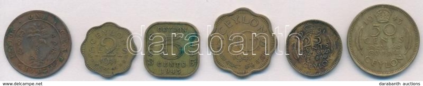 Ceylon 1943-1951. 1c-50c (6xklf) T:2,2-
Ceylon 1943-1951. 1 Cent - 50 Cents (6xdiff) C:XF,VF - Sin Clasificación