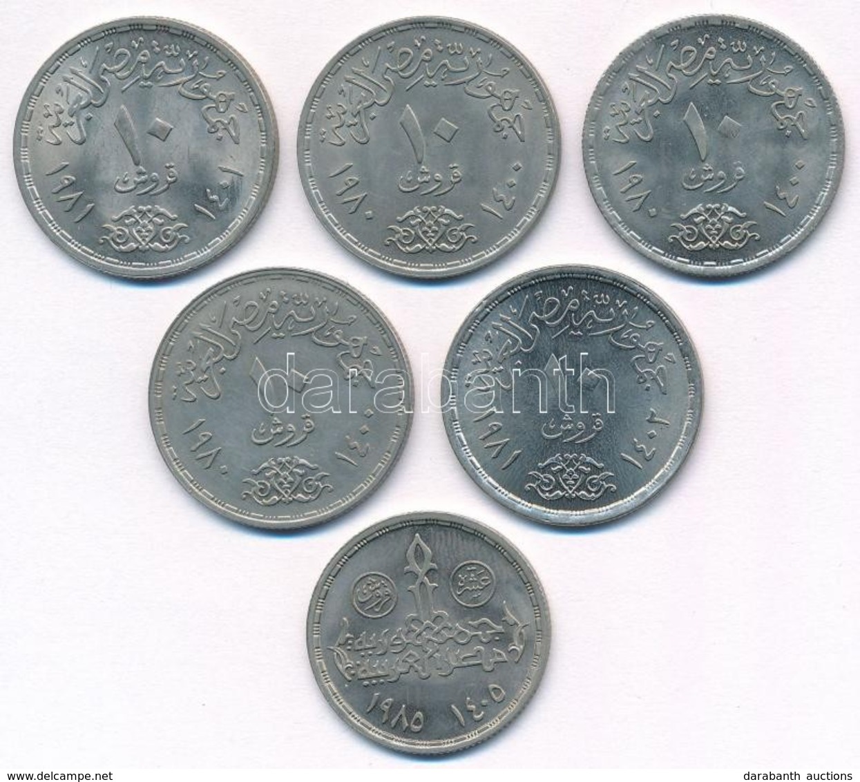 Egyiptom 1980-1985. 10p Cu-Ni (6xklf) T:1,1-
Egypt 1980-1985. 10 Piastres Cu-Ni (6xdiff) C:UNC,AU - Ohne Zuordnung