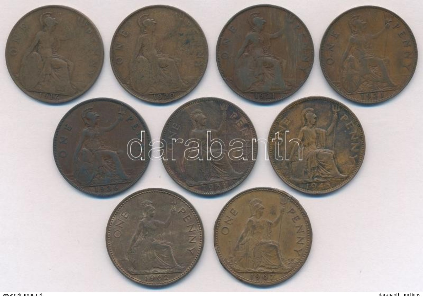 Nagy-Britannia 1916-1967. 1p Br (9xklf) T:2-3
Great Britain 1916-1967. 1 Penny Br (9xdiff) C:XF-F - Sin Clasificación