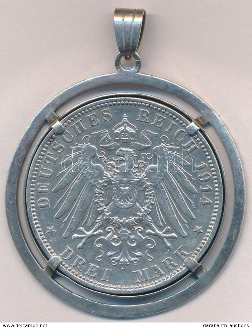 Német Államok / Hamburg 1914J 3M Ag Keretben Medálkén T:2
German States / Hamburg 1914J 3 Mark In Frame As Medallion Ag  - Sin Clasificación