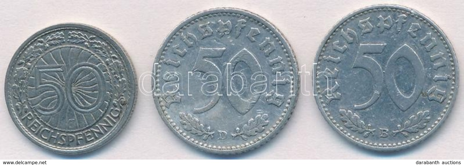 Németország / Weimari Köztársaság 1927J 50pf Ni + Német Harmadik Birodalom 1935D 50pf Al + 1940B 50pf Al T:2
Germany / W - Non Classificati