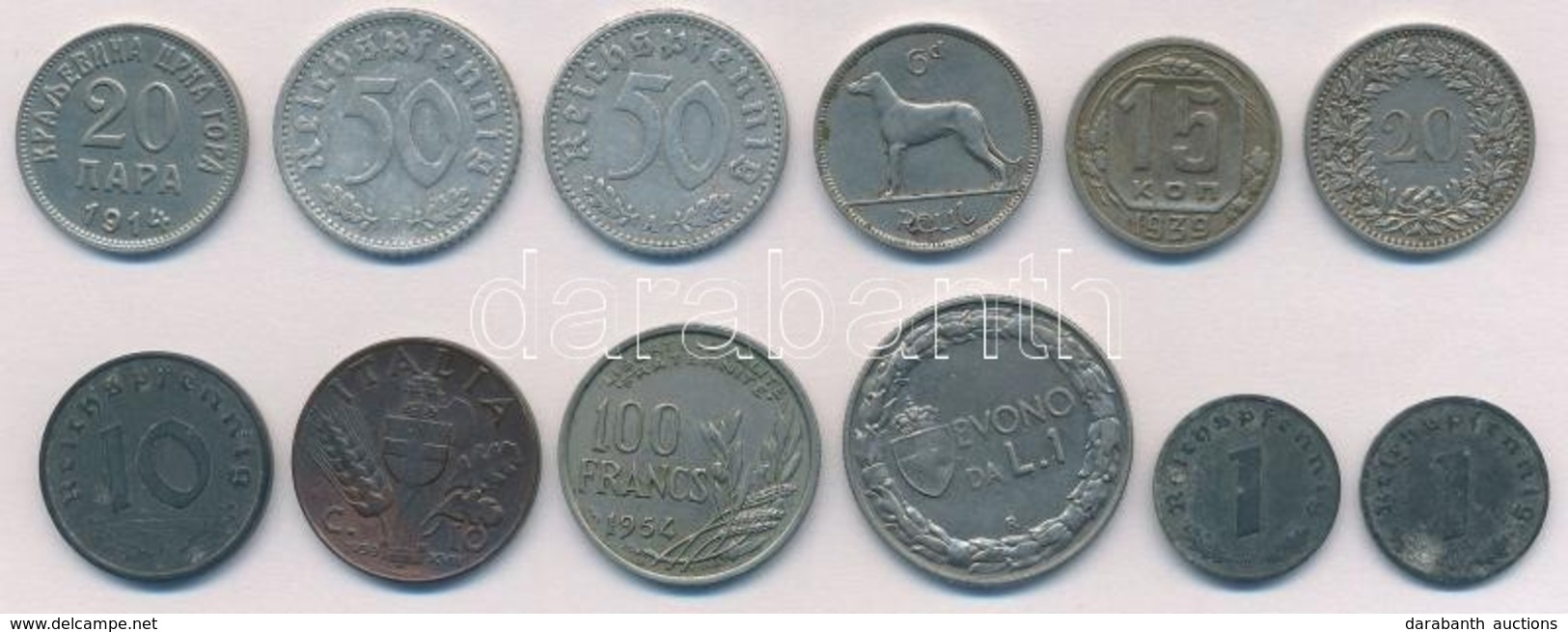 12db-os Vegyes Külföldi Fémpénz Tétel, Közte Montenegró 1914. 20p Ni T:2,2-
12pcs Of Various Metal Coins, Including Mont - Sin Clasificación