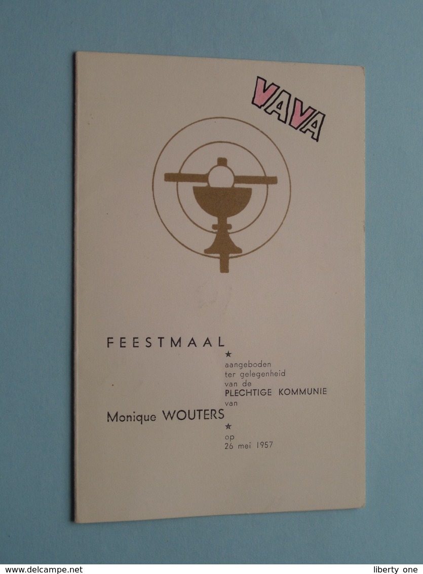 FEESTMAAL Plechtige Heilige KOMMUNIE Van Monique WOUTERS Op 26 Mei 1957 (VAVA) ! - Menus