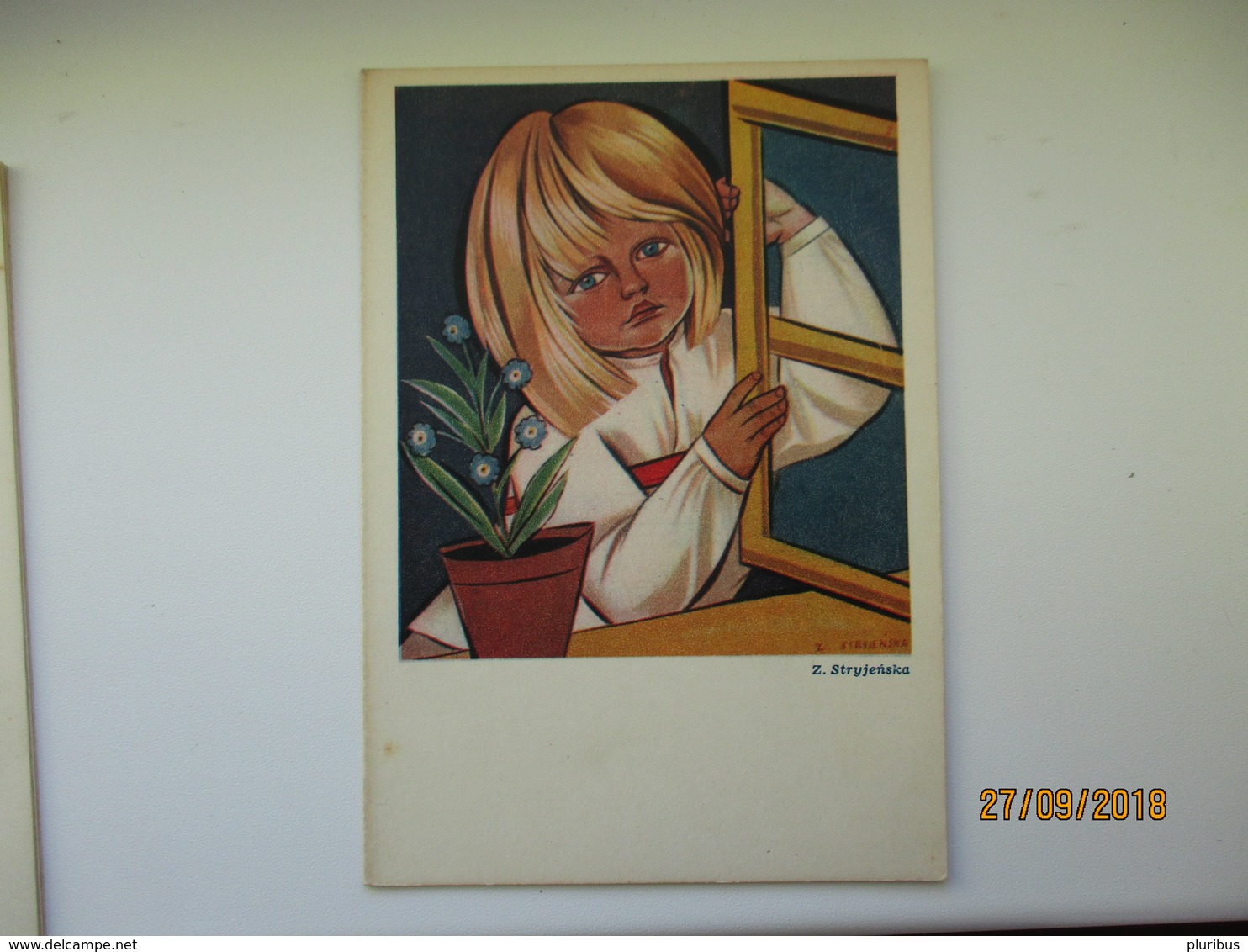 BEAUTIFUL GIRL , POLAND , ART DECO , SIGNED STRYJENSKA , OLD FOLDED POSTCARD   , 0 - Portraits