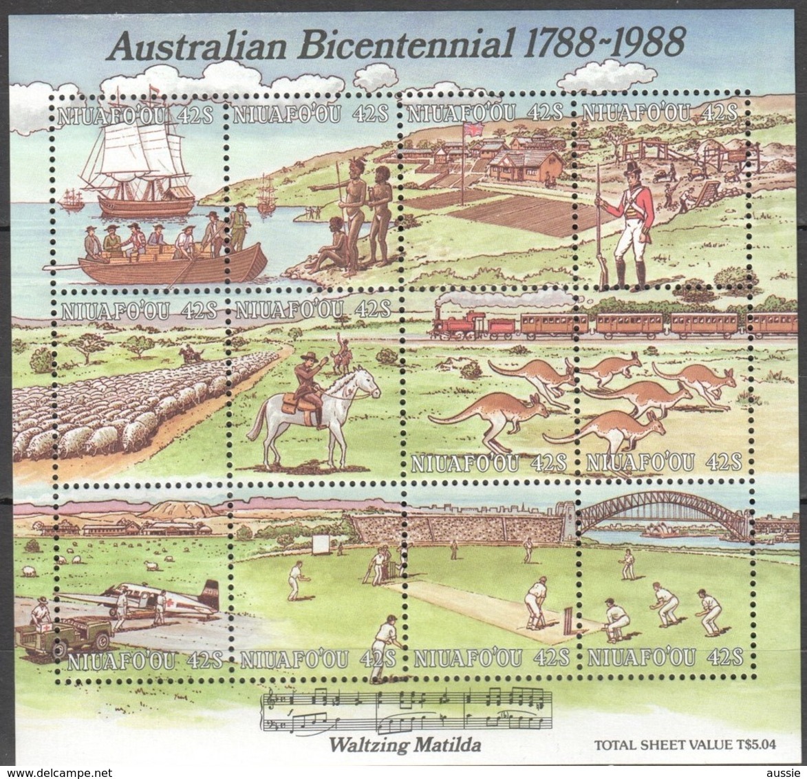 Tonga Niuafo'ou 1988 Yvertn° Bloc 6 *** MNH Cote 60 Euro Faune Australian Bicentennial - Tonga (1970-...)