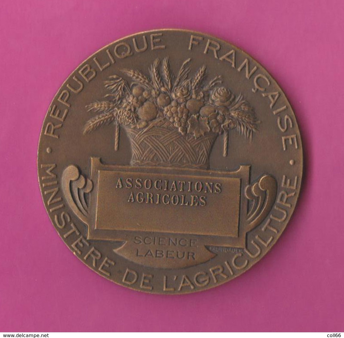 Médaille Semaille & Labour Avec Boeuf Par J.Lagrange Associations Agricoles RF Bronze 60gr Diam 5.6cm - Autres & Non Classés