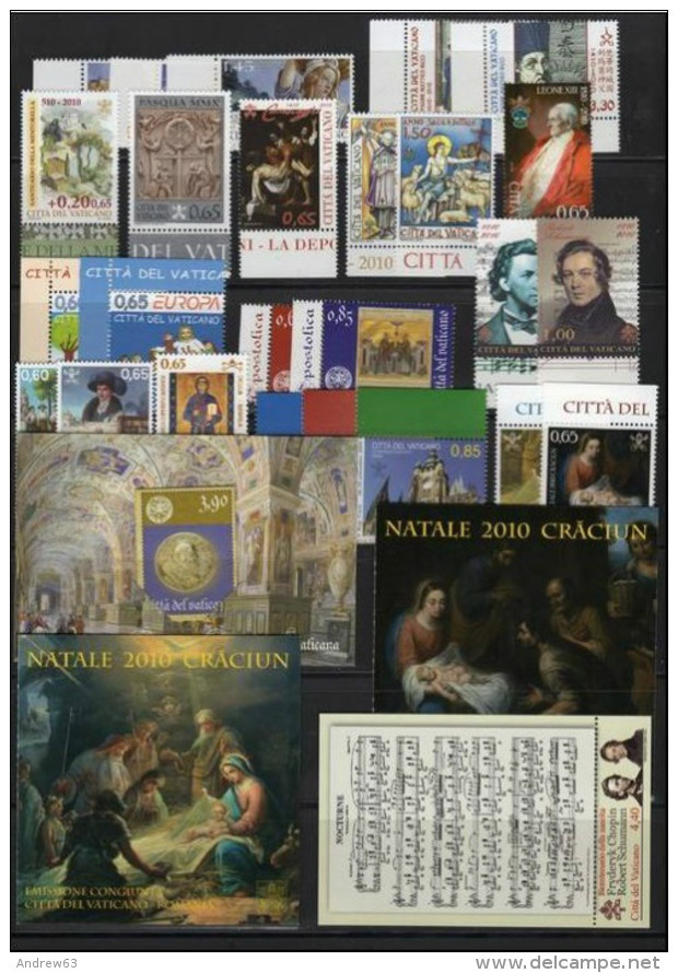 VATICANO - VATICAN - 2010 - Annata Completa - 26 Valori + 7 BF + 2 Libretto - Complete Year - ** MNH/VF - Annate Complete