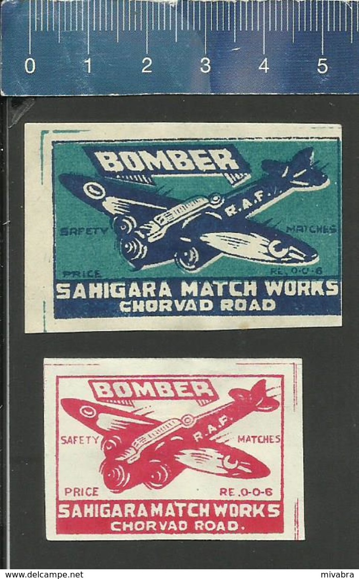 R.A.F BOMBER  ( AVIONS AVION  FLUGZEUGE AIRCRAFT AEROPLANE ) Old Matchbox Labels INDIA (RARE) - Boites D'allumettes - Etiquettes