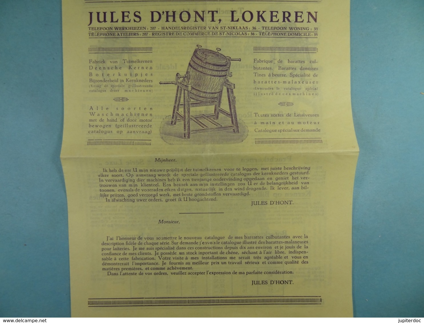 Jules D'Hont Lokeren  Fabrique De Barattes - Advertising