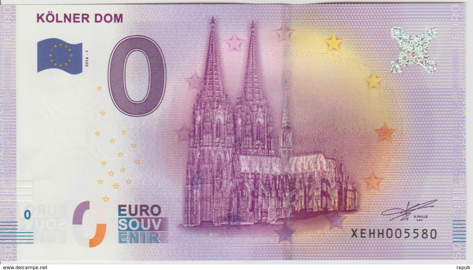 Billet Touristique 0 Euro Souvenir Allemagne Kolner Dom 2016-1 N°XEHH005580 - Essais Privés / Non-officiels