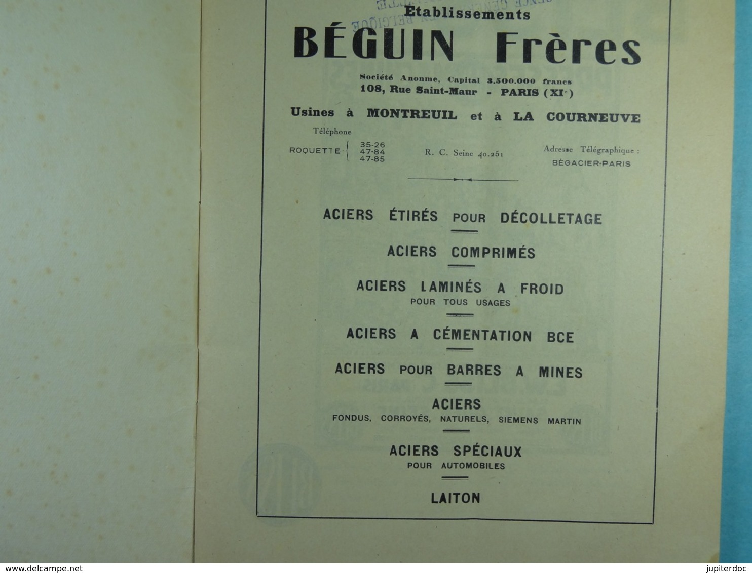 Le Travail Des Métaux En Feuilles Béguin Frères Usines à Montreuil Et à La Courneuve - Bricolage / Technique