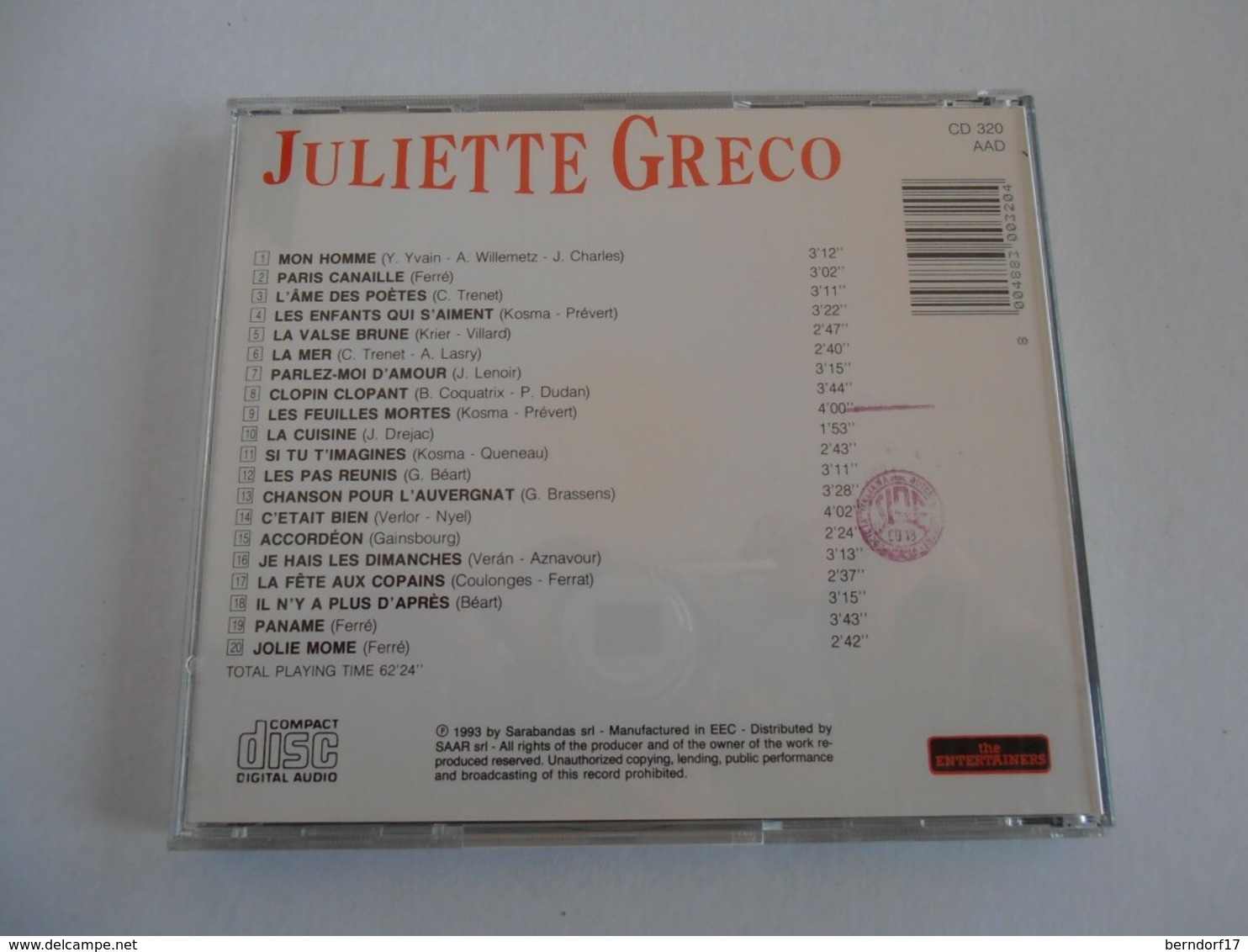 Juliette Greco - CD - Musiche Del Mondo